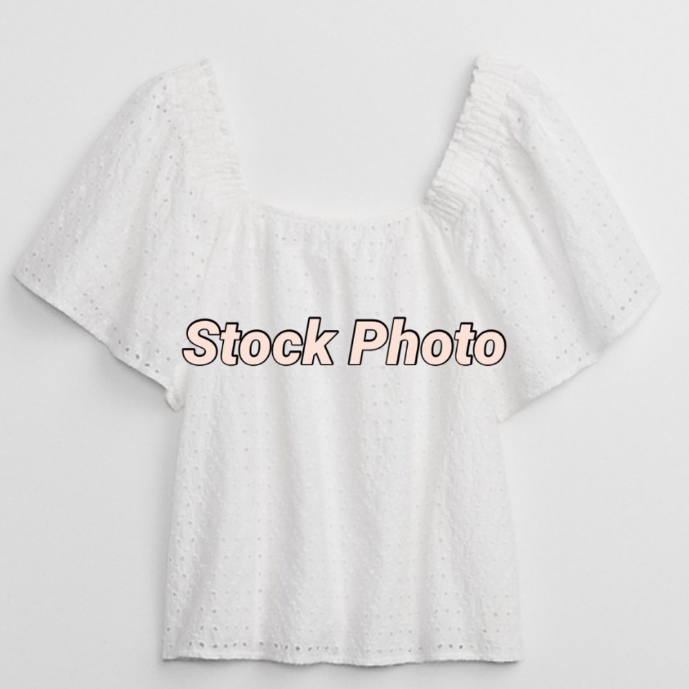 White Eyelet Top Size Large Flutter Sleeves Sku 3 - image 3